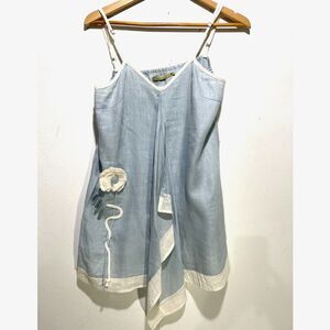 Taravao linen tunic dress art to wear asymmetric embroidery lagenlook womenM new